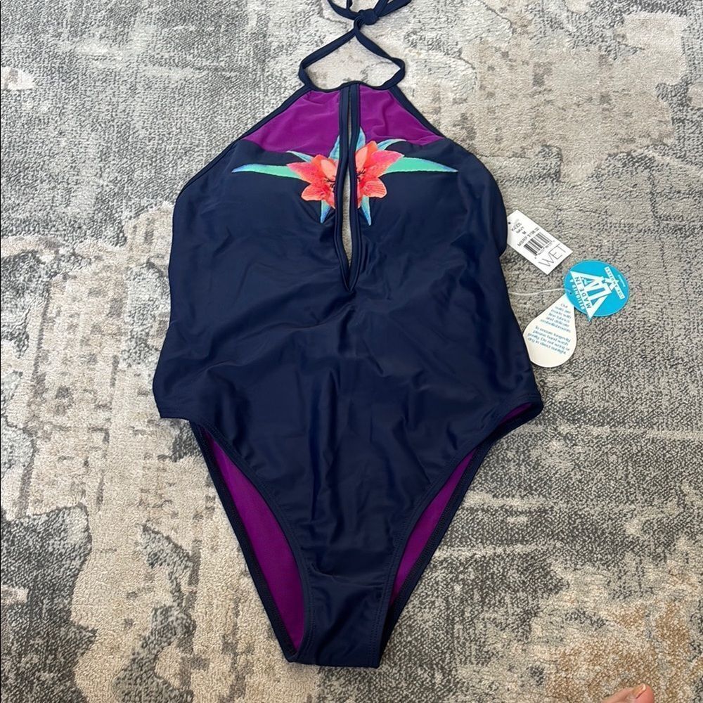Navy Floral One-Piece Swimsuit